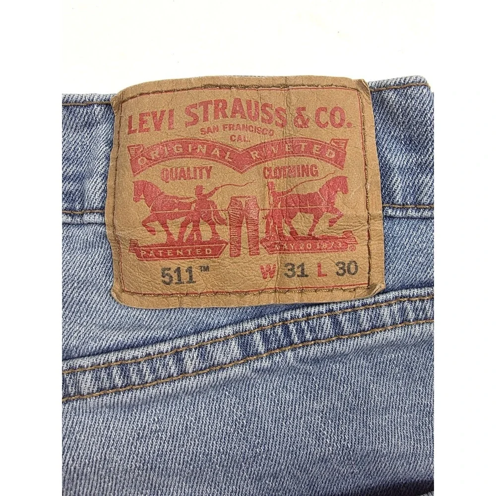Levi's 511 Slim Fit Light Wash Tapered‎ Leg Denim Jeans Men's Size 31x30